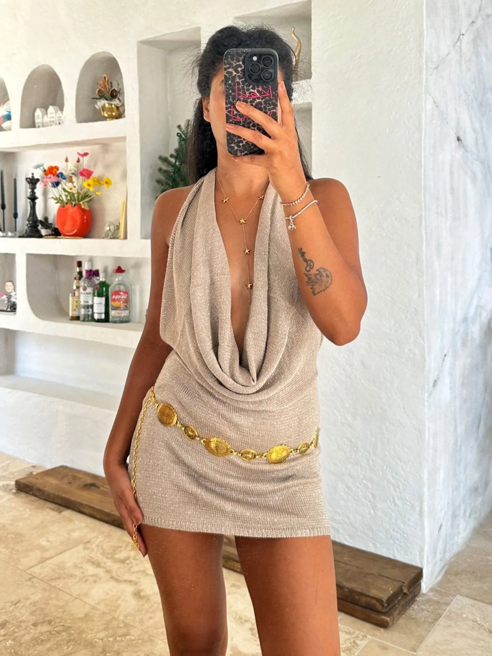 Women’s Deep V Backless Mini Dress